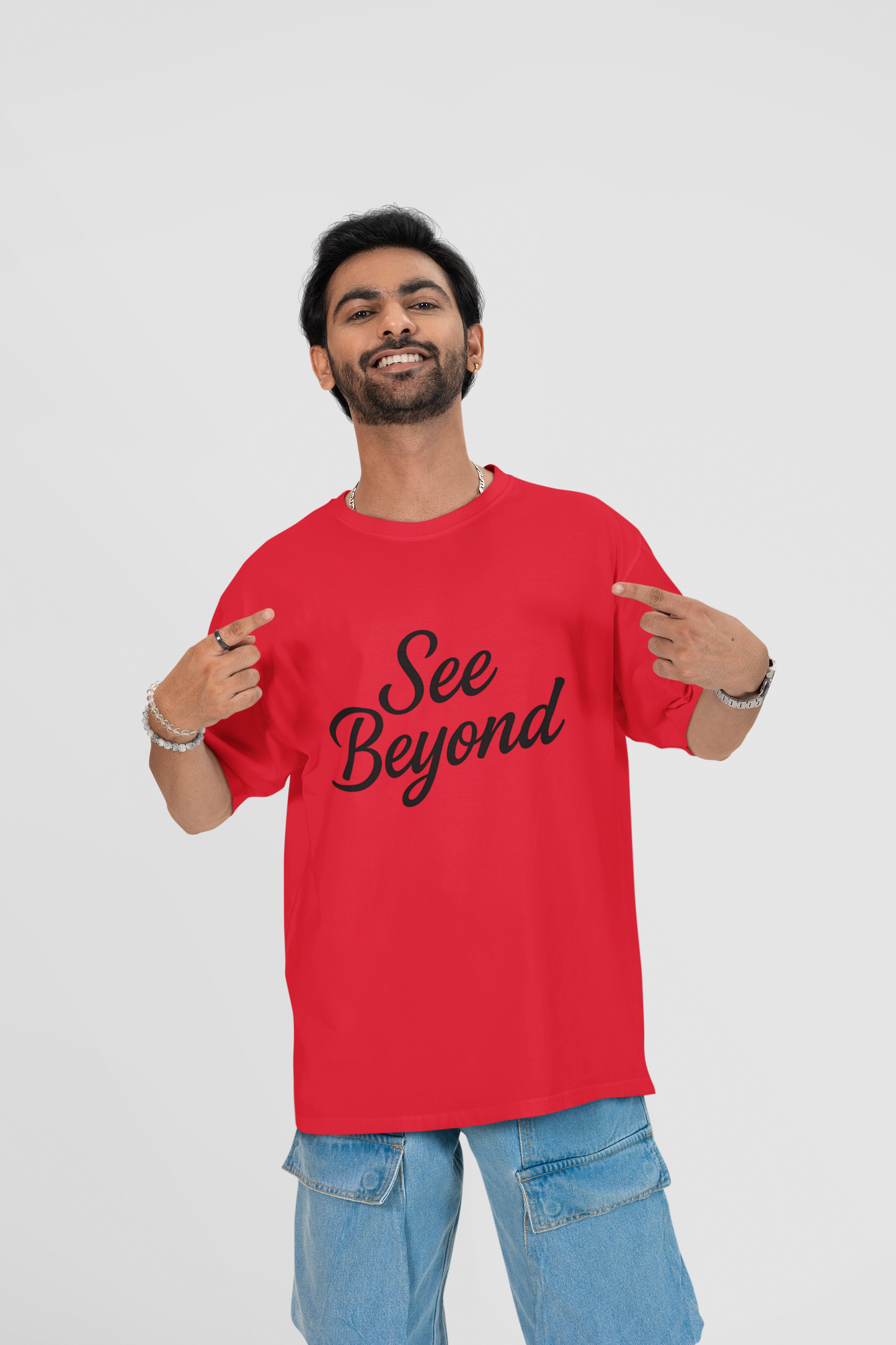 Red Oversized "See Beyond" T-Shirt