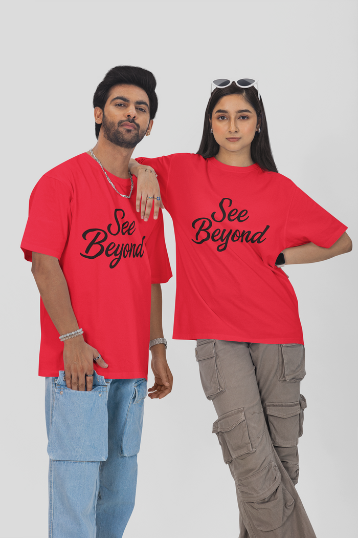 Red Oversized "See Beyond" T-Shirt