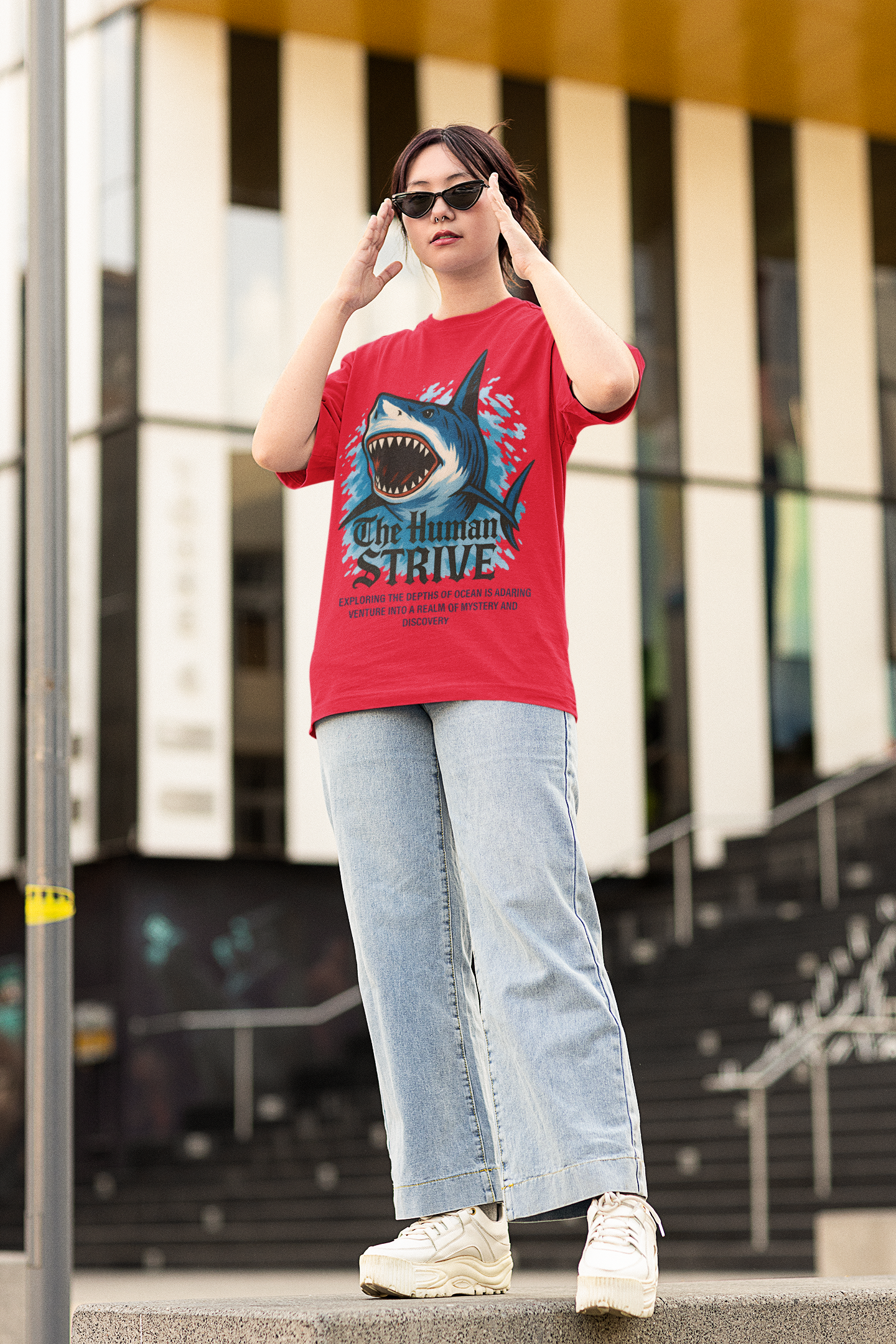 The Human Strive Shark Graphic T-Shirt for Women