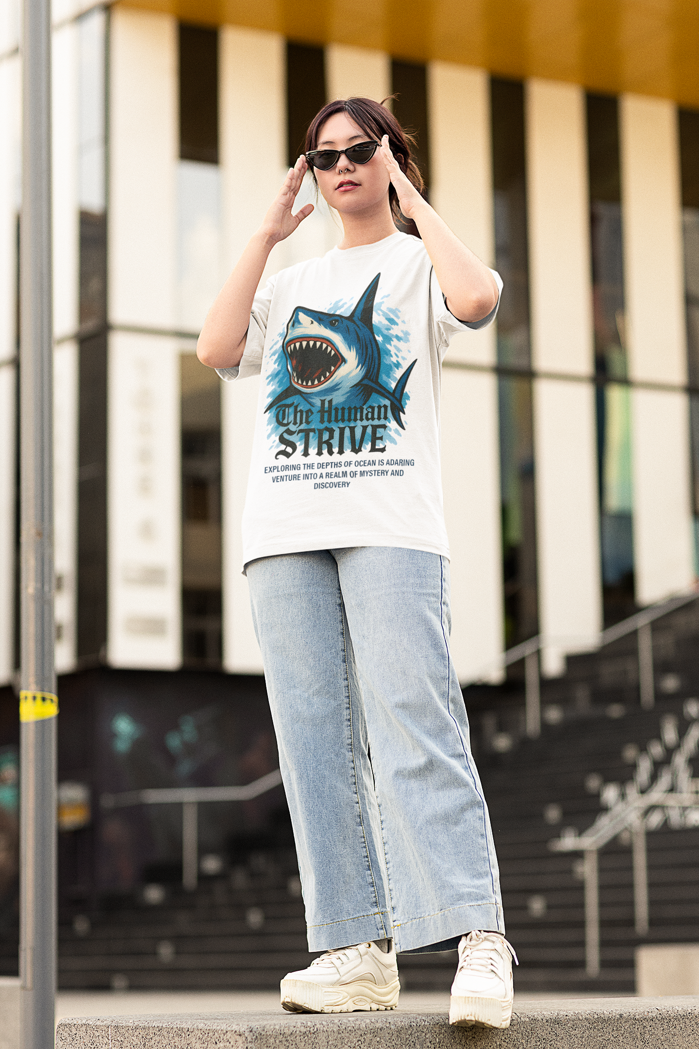 The Human Strive Shark Graphic T-Shirt for Women