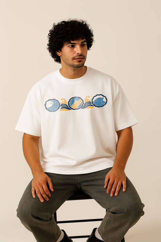 Create Waves of Change Oversized Back Graphic T-Shirt