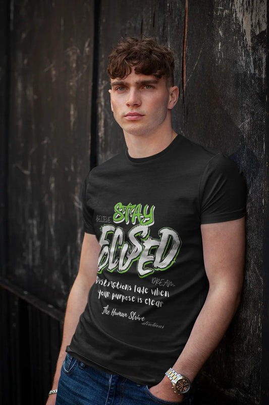 Stay Focused Regular Fit T-Shirt – Motivational Streetwear Tee by The Human Strive