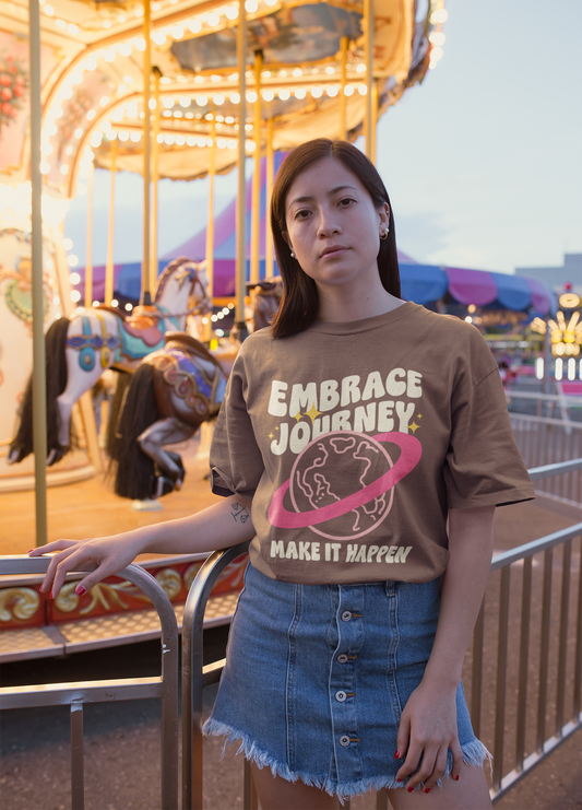 Unisex Oversized Brown Embrace Journey Oversized T-Shirt