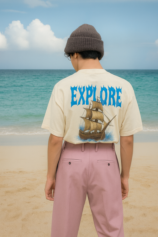 Born to Explore the Endless Seas Oversized T-Shirt – Ocean Adventure Graphic Tee