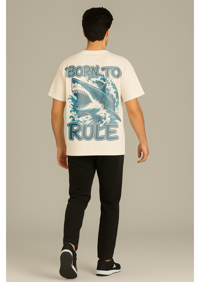 Born to Rule Oversized T-Shirt with Shark Graphic