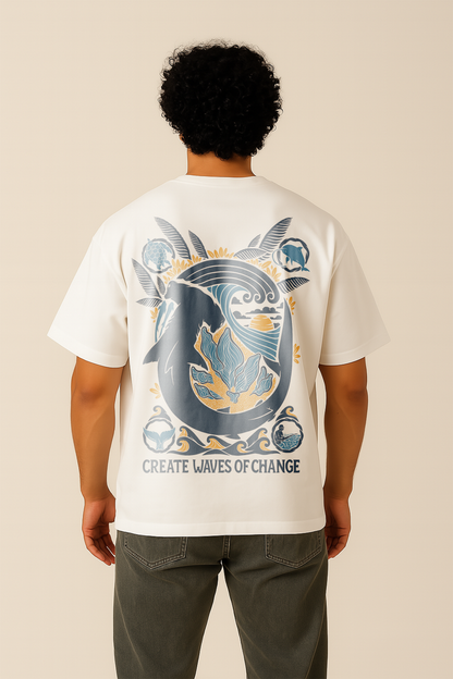 Create Waves of Change Oversized Back Graphic T-Shirt