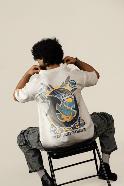 Create Waves of Change Oversized Back Graphic T-Shirt