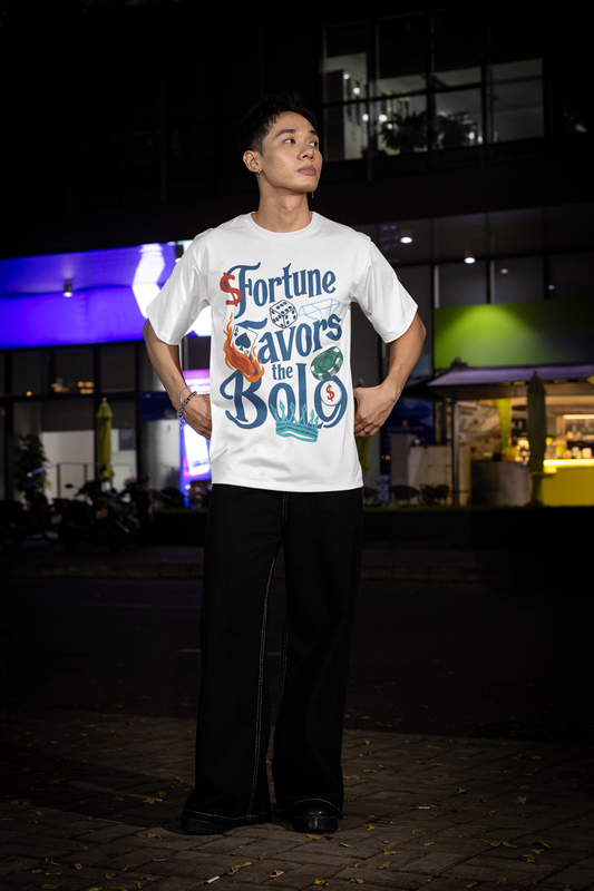 Fortune Favors the Bold Oversized Graphic T-Shirt – Night Streetwear Edition