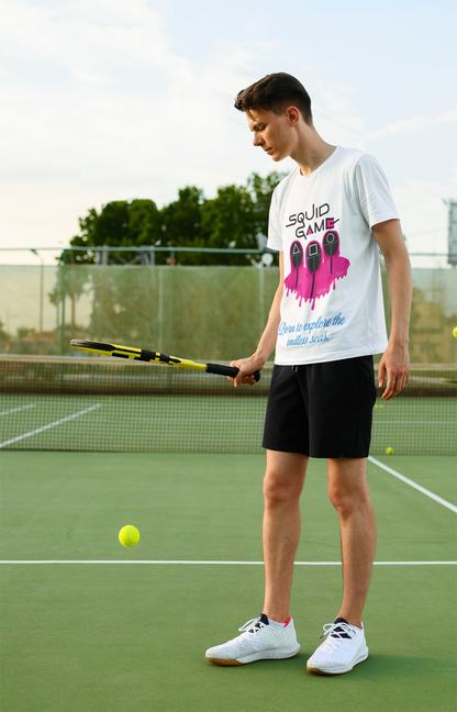 White Squid Game Inspired Graphic T-Shirt – Born to Explore the Endless Seas.